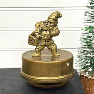Brass gnome Music box- for decor only Not working project piece